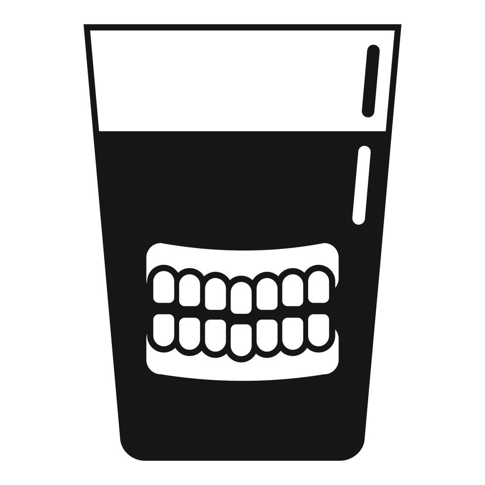 Set of false teeth icon, simple style vector