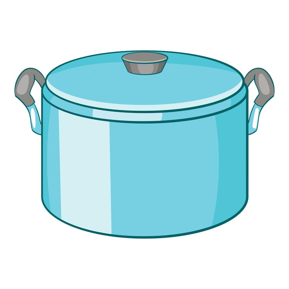 Pot with lid icon, cartoon style vector