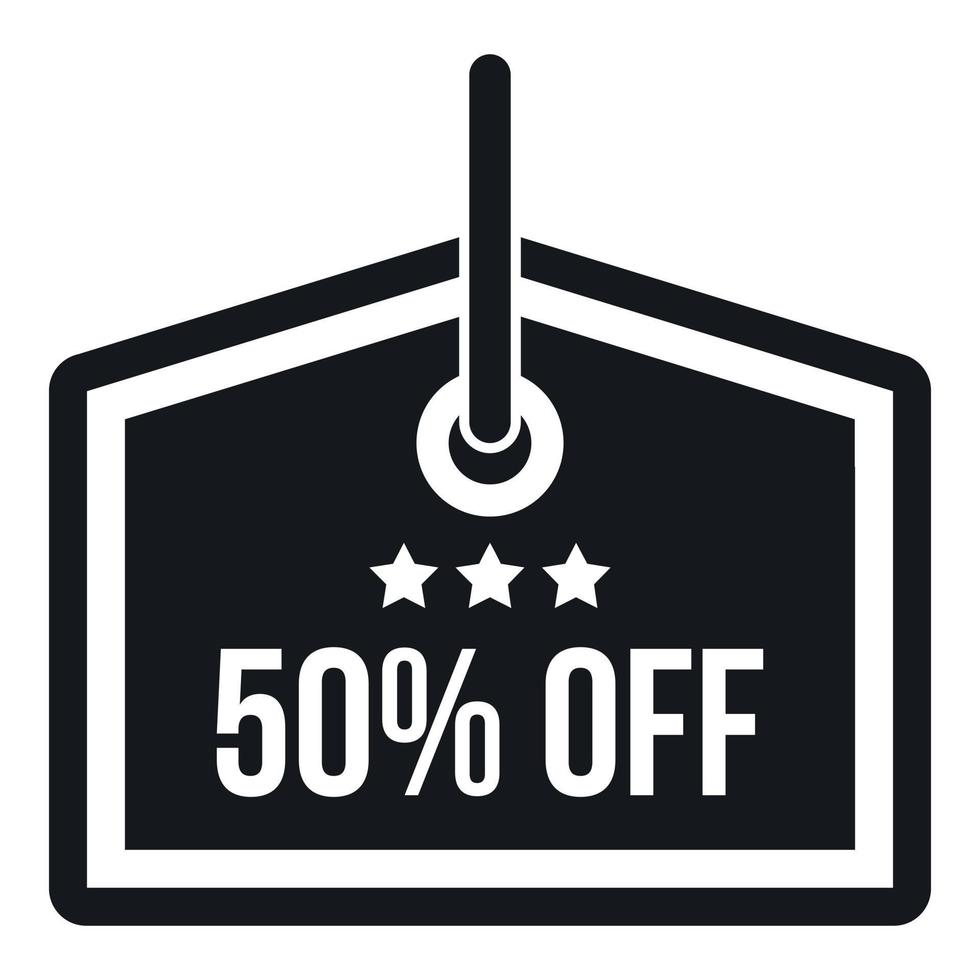 Sale tag 50 percent off icon, simple style vector