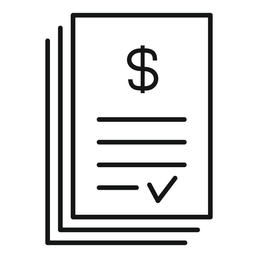 icono de papel de dinero aprobado, estilo de contorno vector