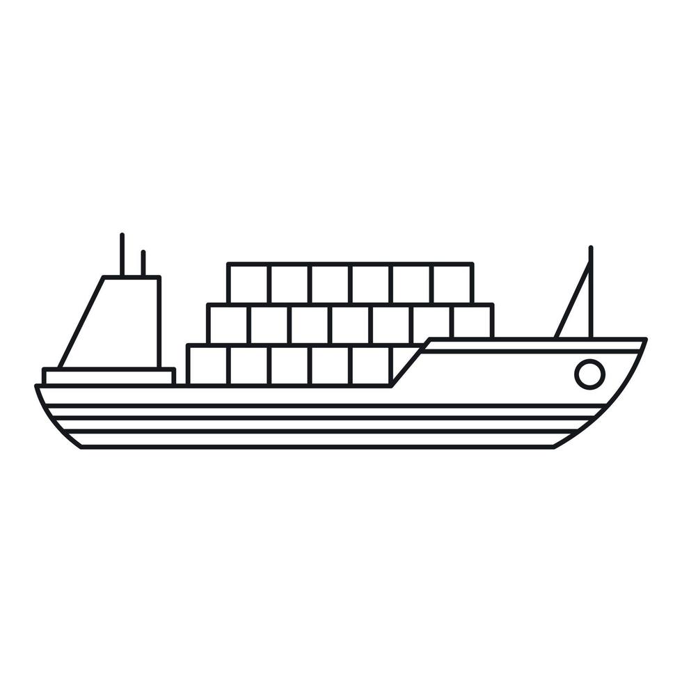Ship with cargo icon, outline style vector