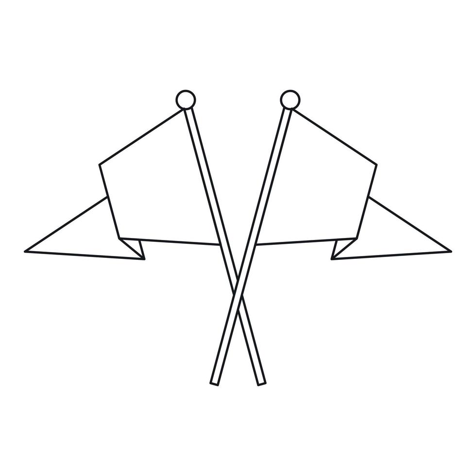 Two crossed flags icon, outline style vector