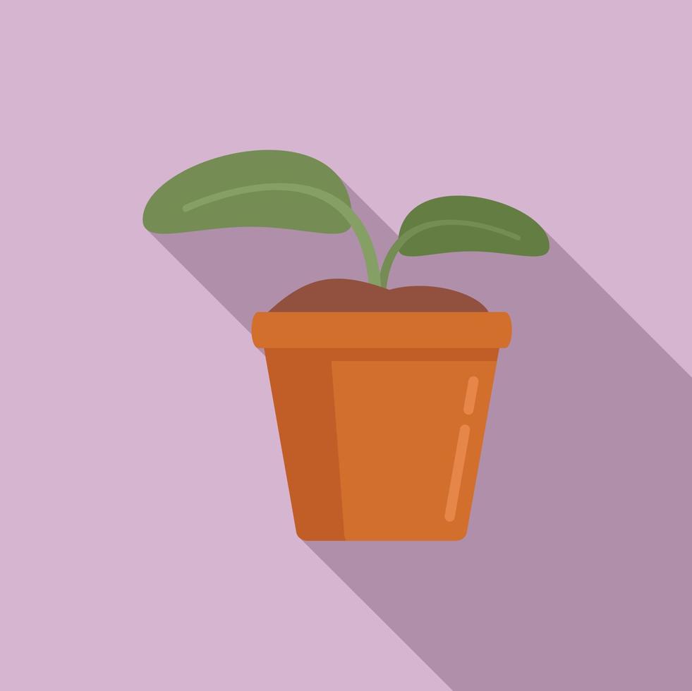 Plant pot icon, flat style vector