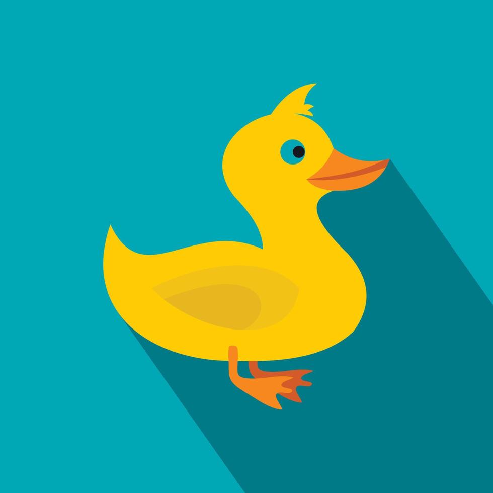 Yellow duck icon, flat style vector