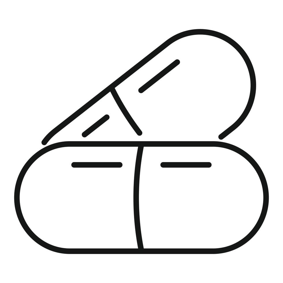 Sedative capsules icon, outline style vector