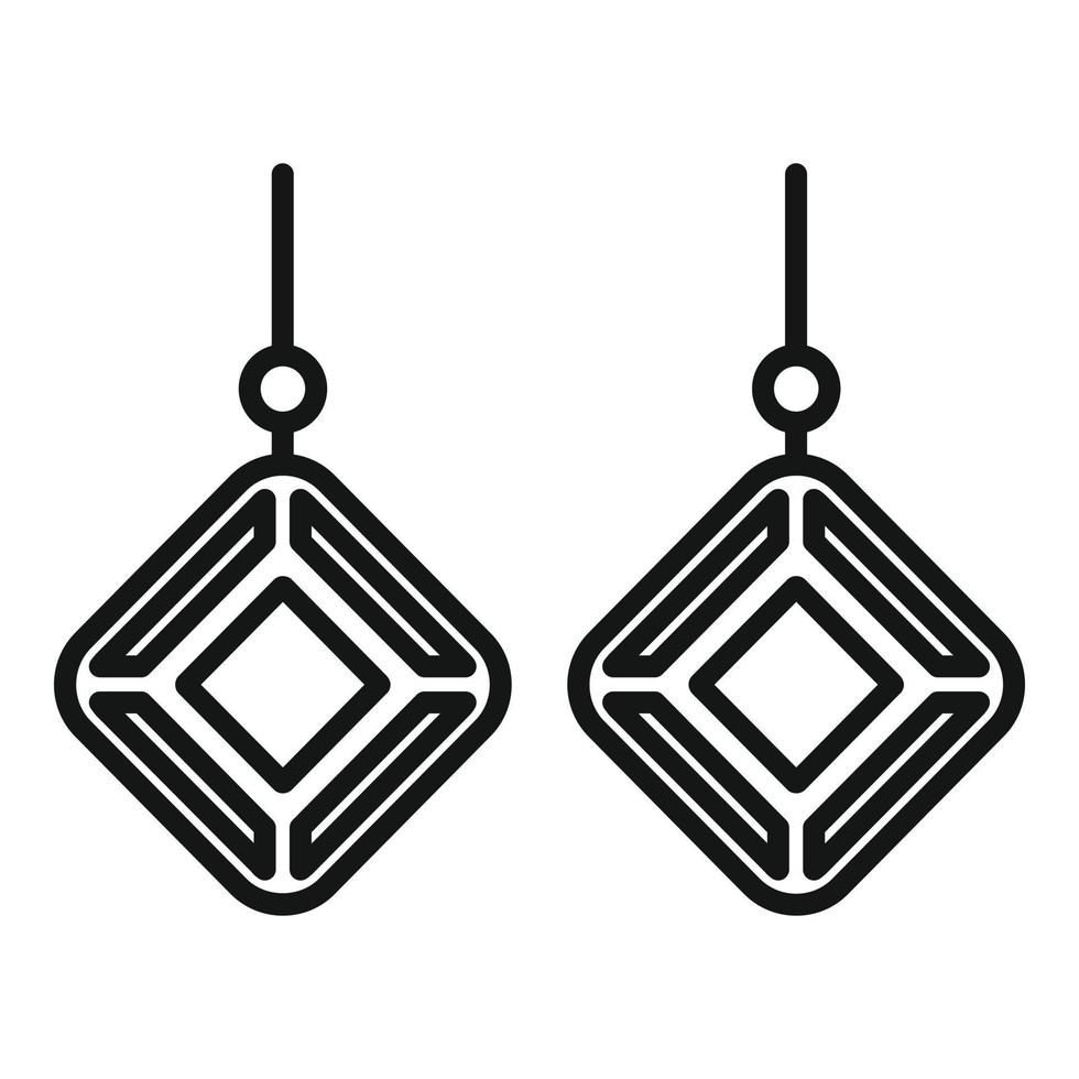 icono de pendientes de piedras preciosas, estilo de esquema vector