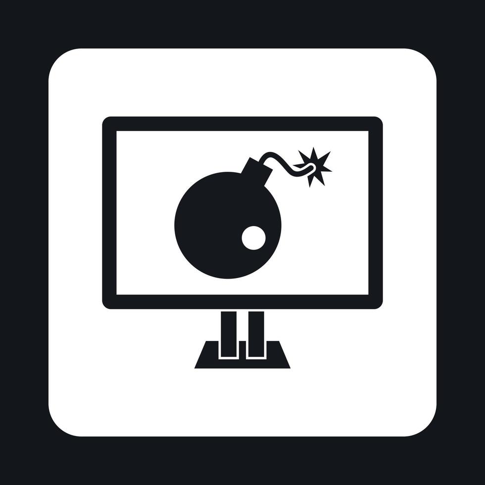 Computer hacking icon, simple style vector