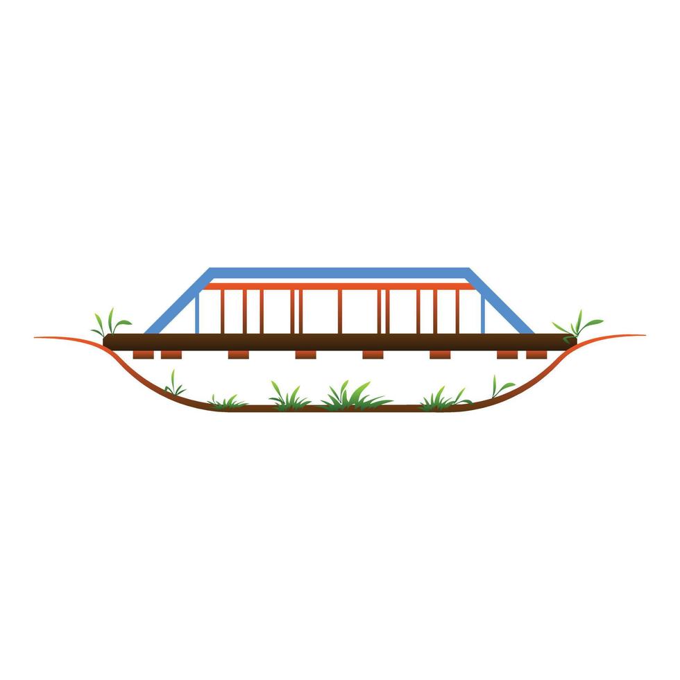 Railway bridge icon, cartoon style vector