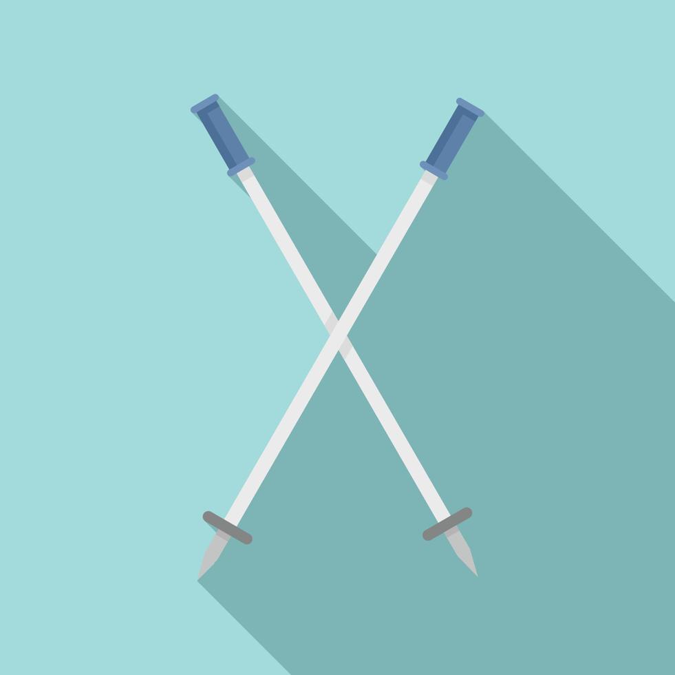 Ski sticks icon, flat style vector