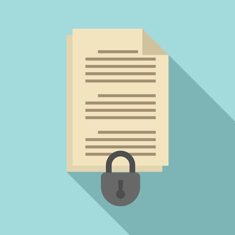 Document access authentication icon, flat style vector