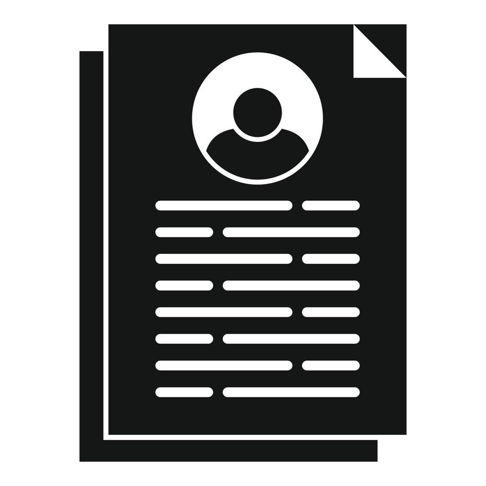 icono de información cv, estilo simple vector