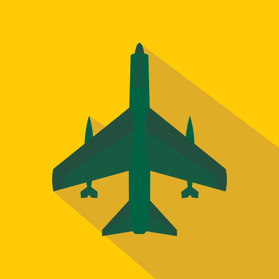 icono de avión de combate armado, estilo plano vector