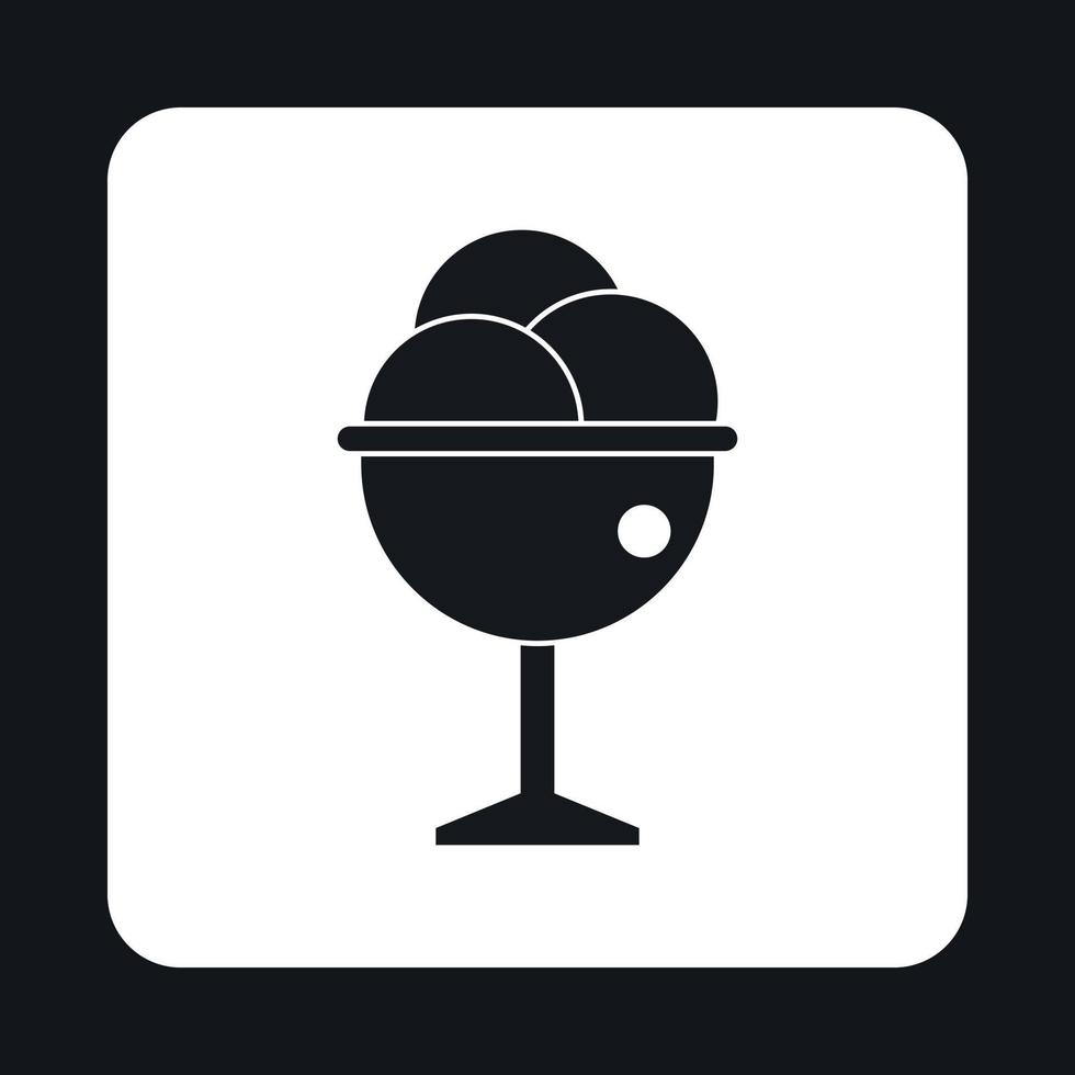 Ice cream ball in glass icon, simple style vector