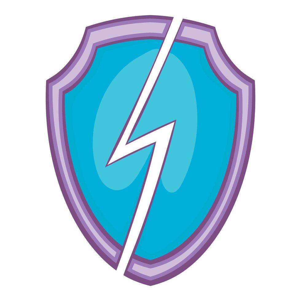 Secure shield with lightning icon, cartoon style vector