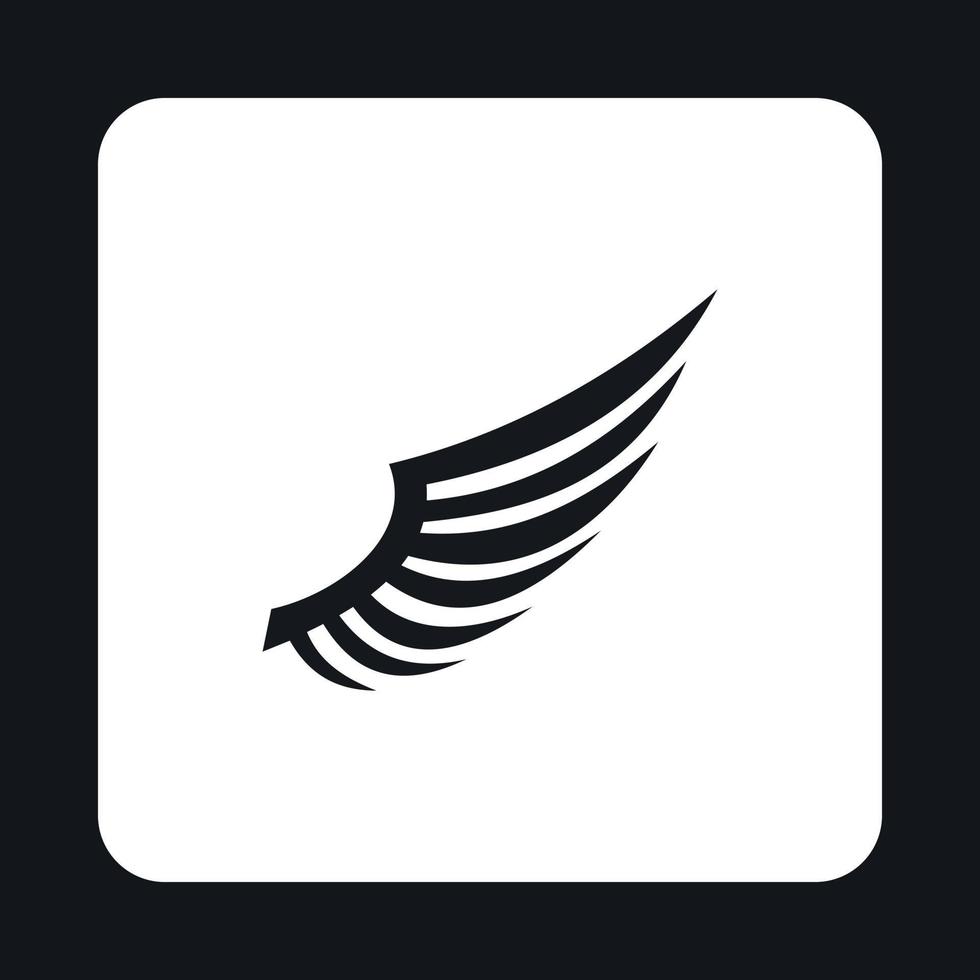 Fluffy birds wing icon, simple style vector