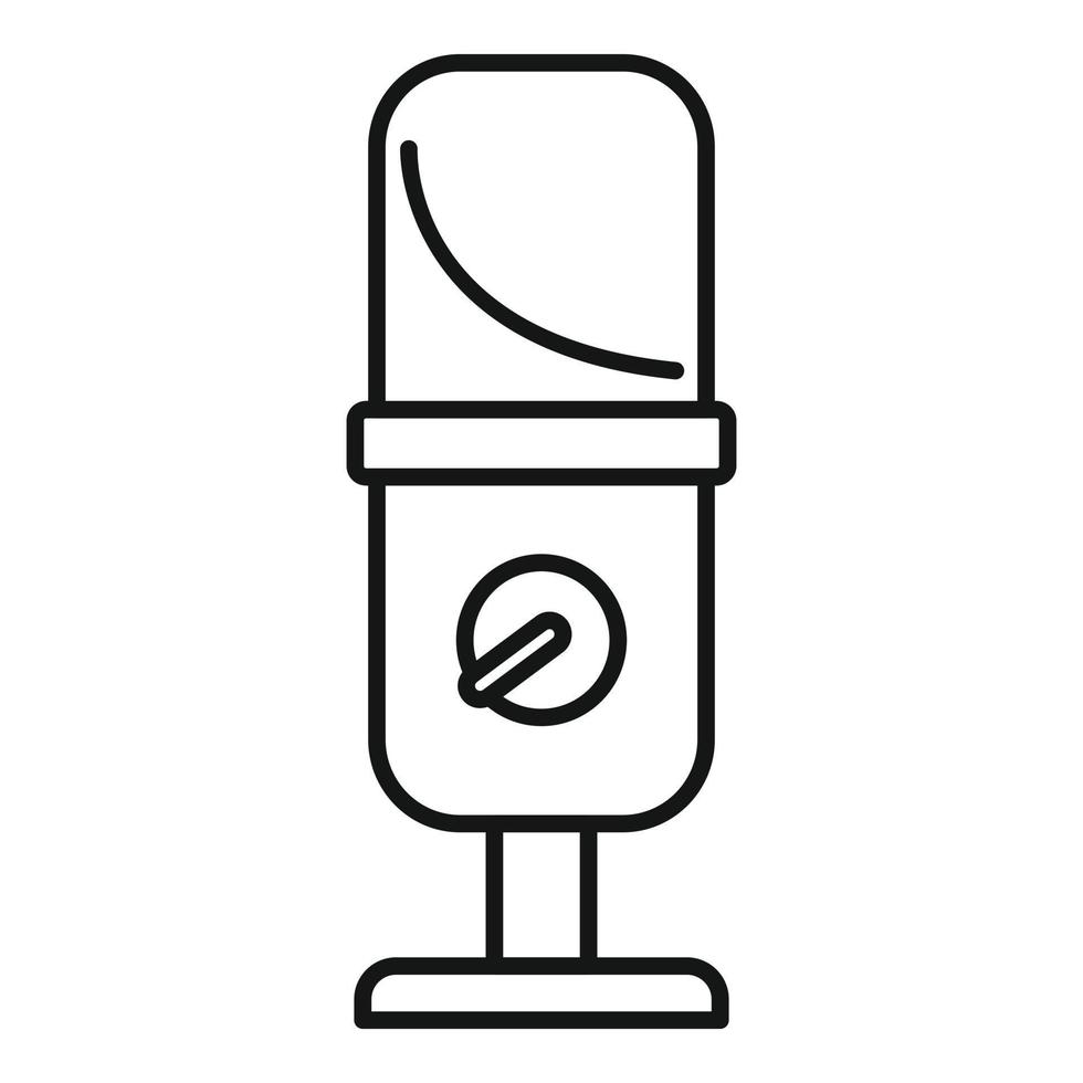 icono de micrófono de podcast, estilo de esquema vector