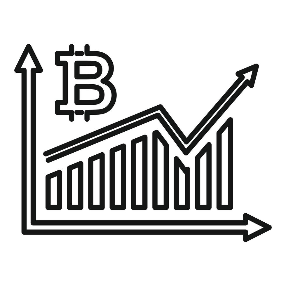Bitcoin graph chart icon, outline style vector