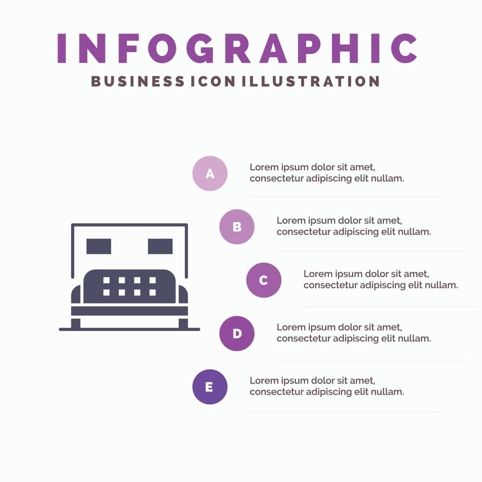 Hotel Bed Bedroom Service Infographics Presentation Template 5 Steps Presentation vector