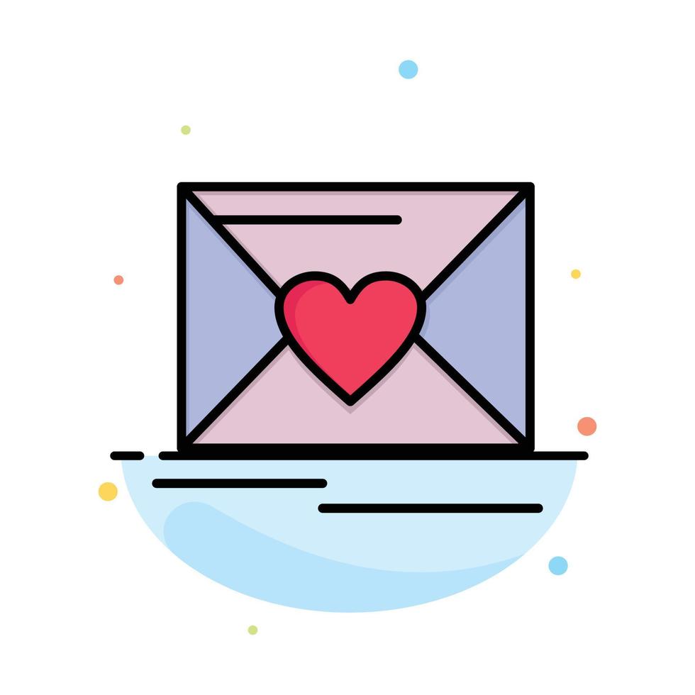 Mail Love Heart Wedding Abstract Flat Color Icon Template vector