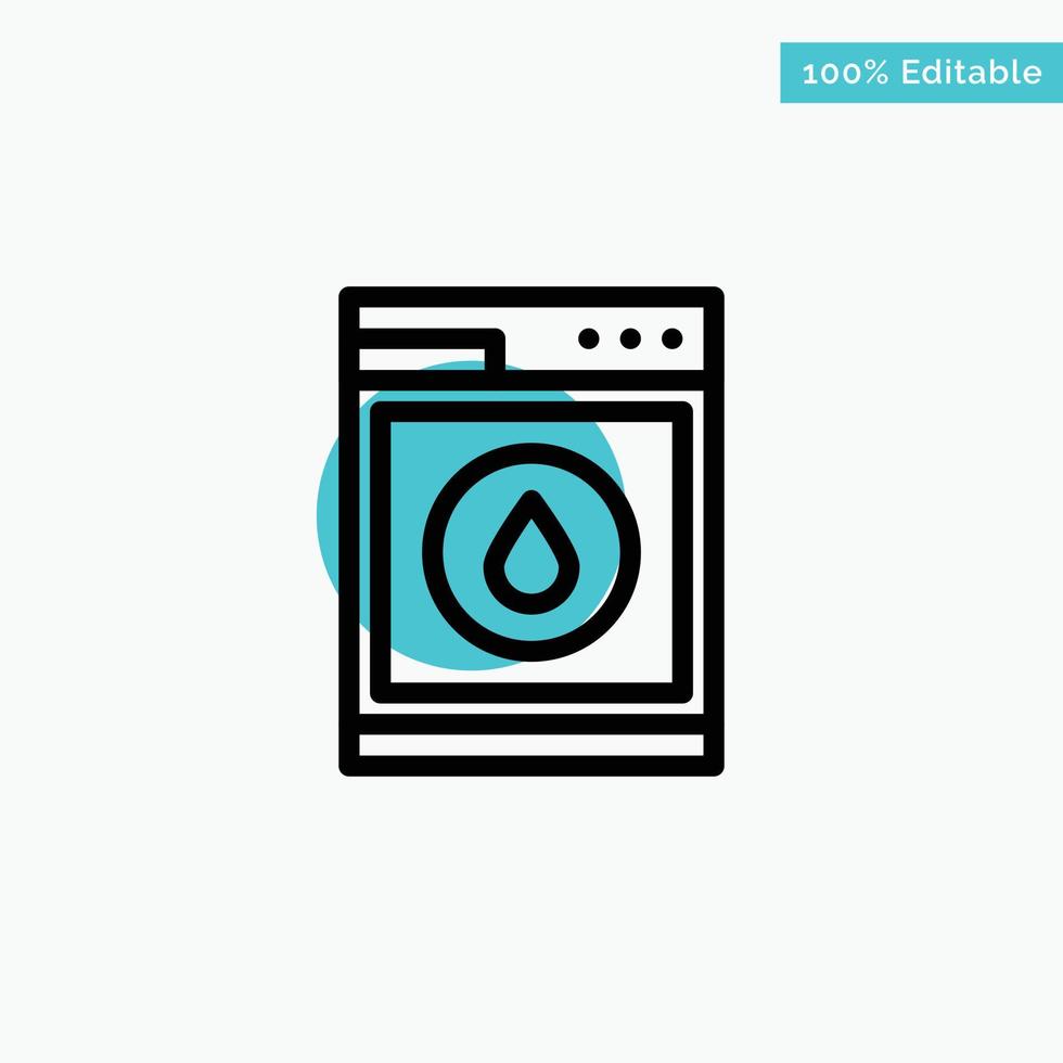 Laundry Machine Washing Robot turquoise highlight circle point Vector icon