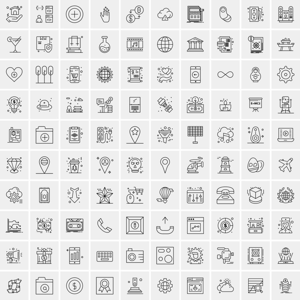 conjunto de 100 iconos de línea de negocios creativos vector