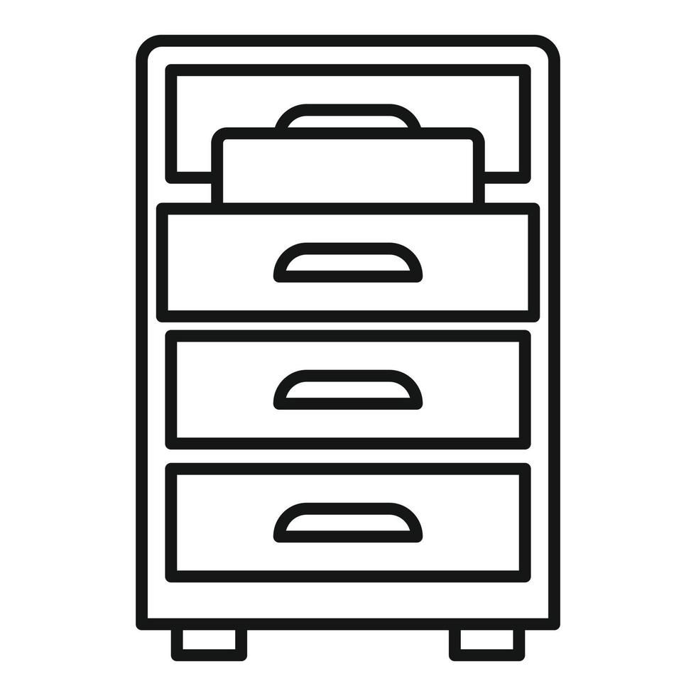 icono de documentos de la carpeta del cajón, estilo de esquema vector