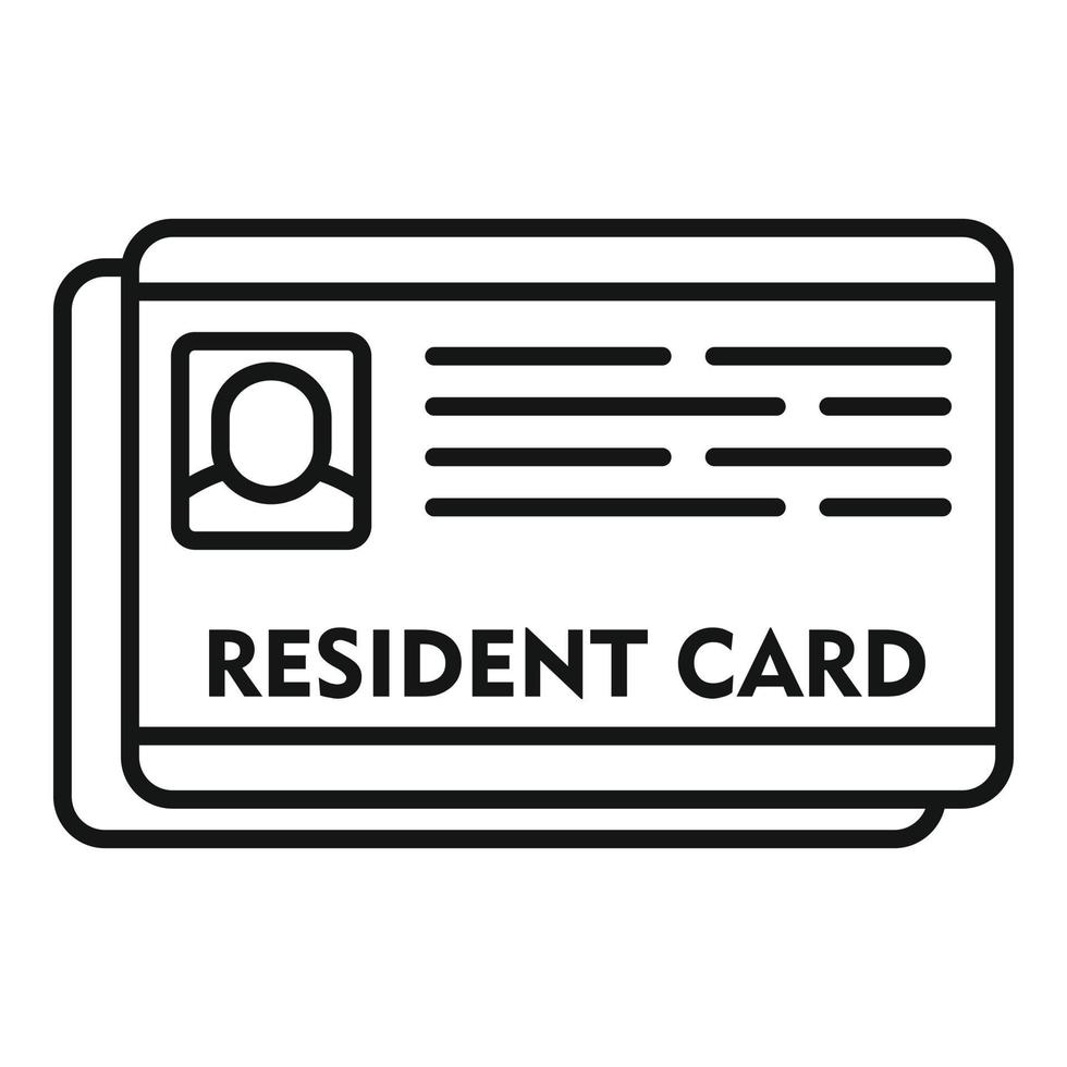 Resident card icon, outline style vector