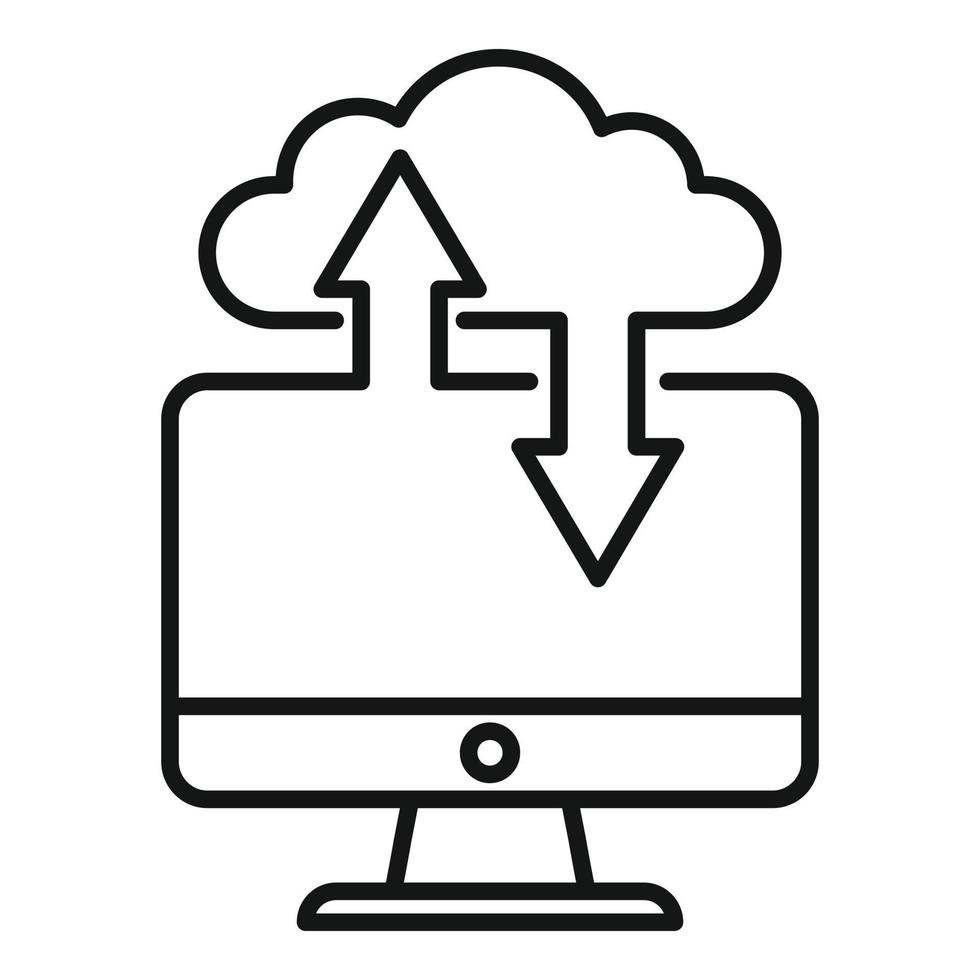 Remote pc data cloud icon, outline style 14646491 Vector Art at Vecteezy