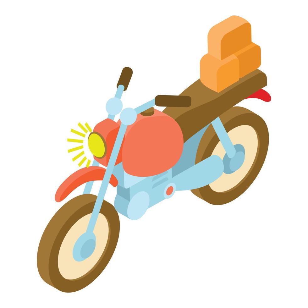 Motorcycle with cargo icon, isometric 3d style vector