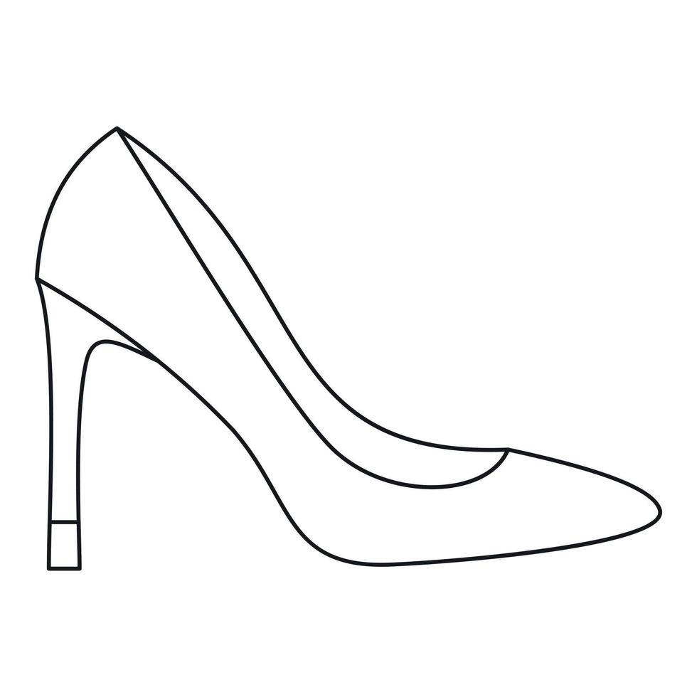 icono de zapato de mujer de tacón alto, estilo de esquema vector