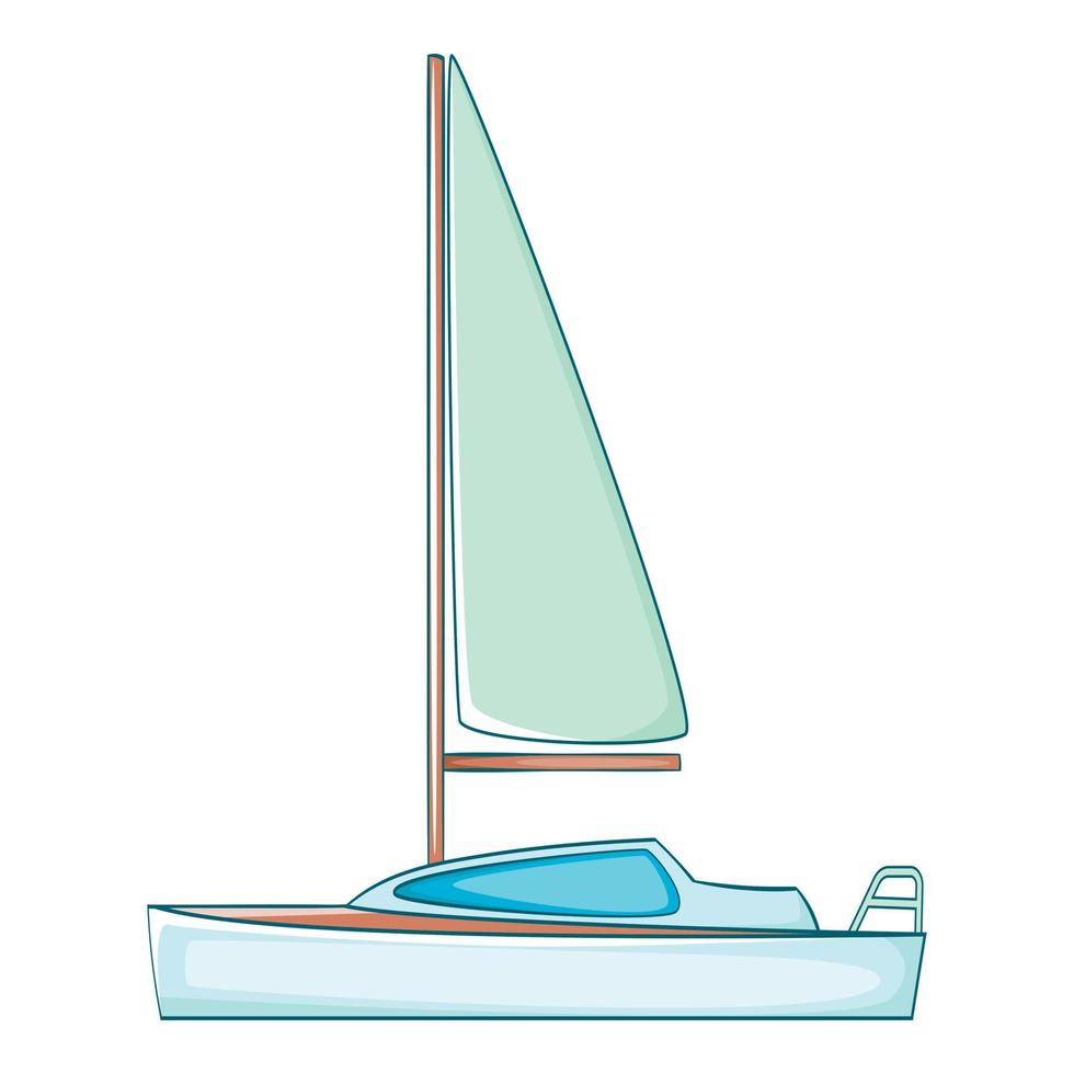 Yacht with sails icon, cartoon style vector