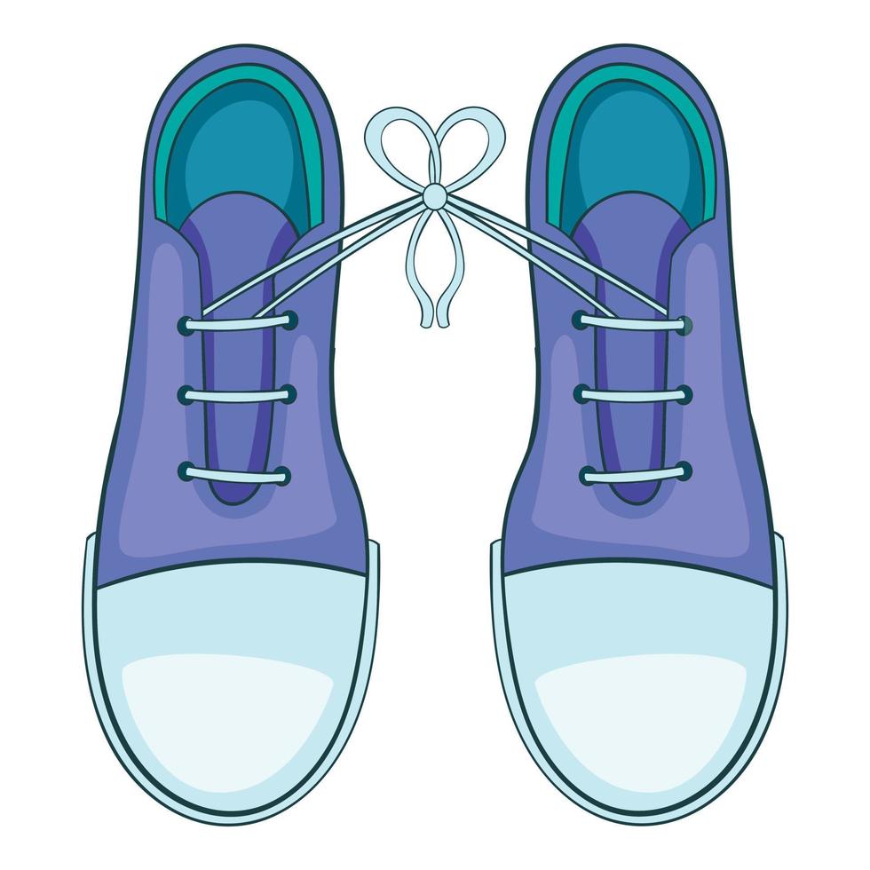 Tied shoes joke icon, cartoon style vector