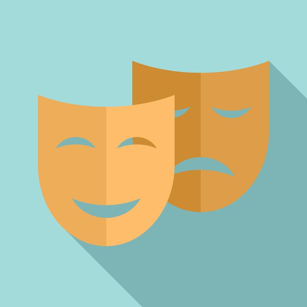 Theater mask icon flat vector. Drama comedy mask vector
