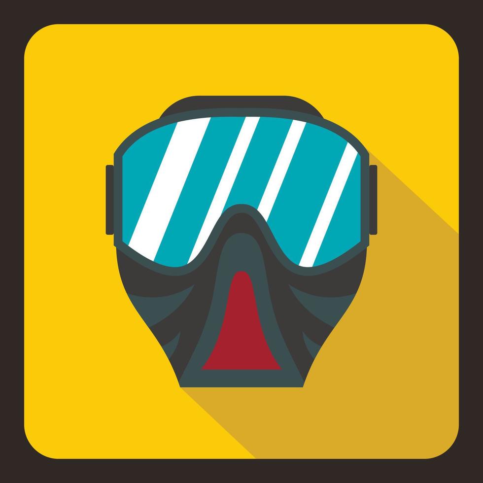 icono de máscara de paintball, estilo plano vector