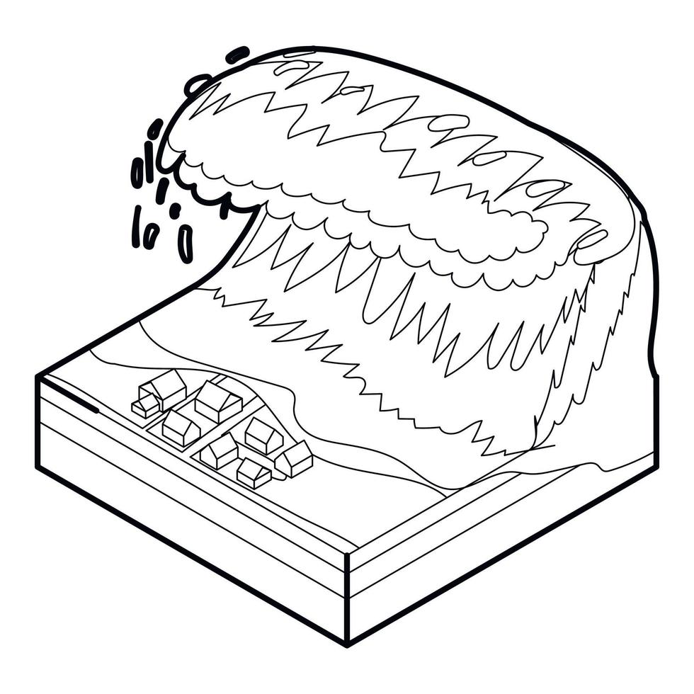 Tsunami wave icon, outline style vector