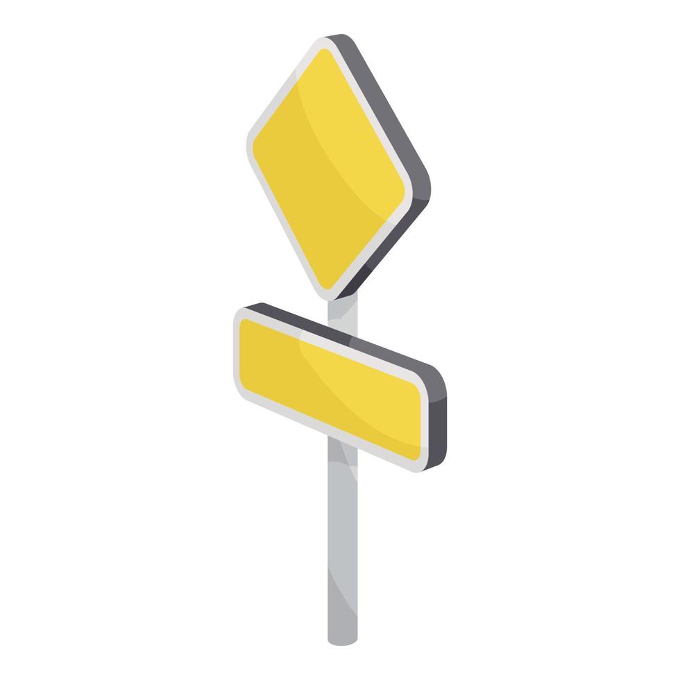 Yellow road sign icon, cartoon style vector