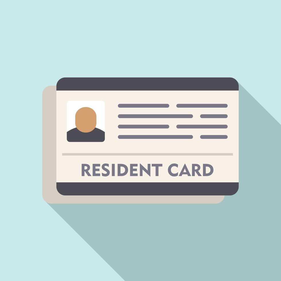 Resident card icon, flat style vector