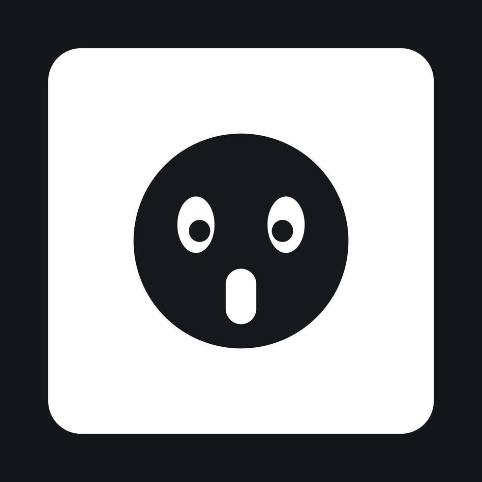 Frightened emoticon icon, simple style vector