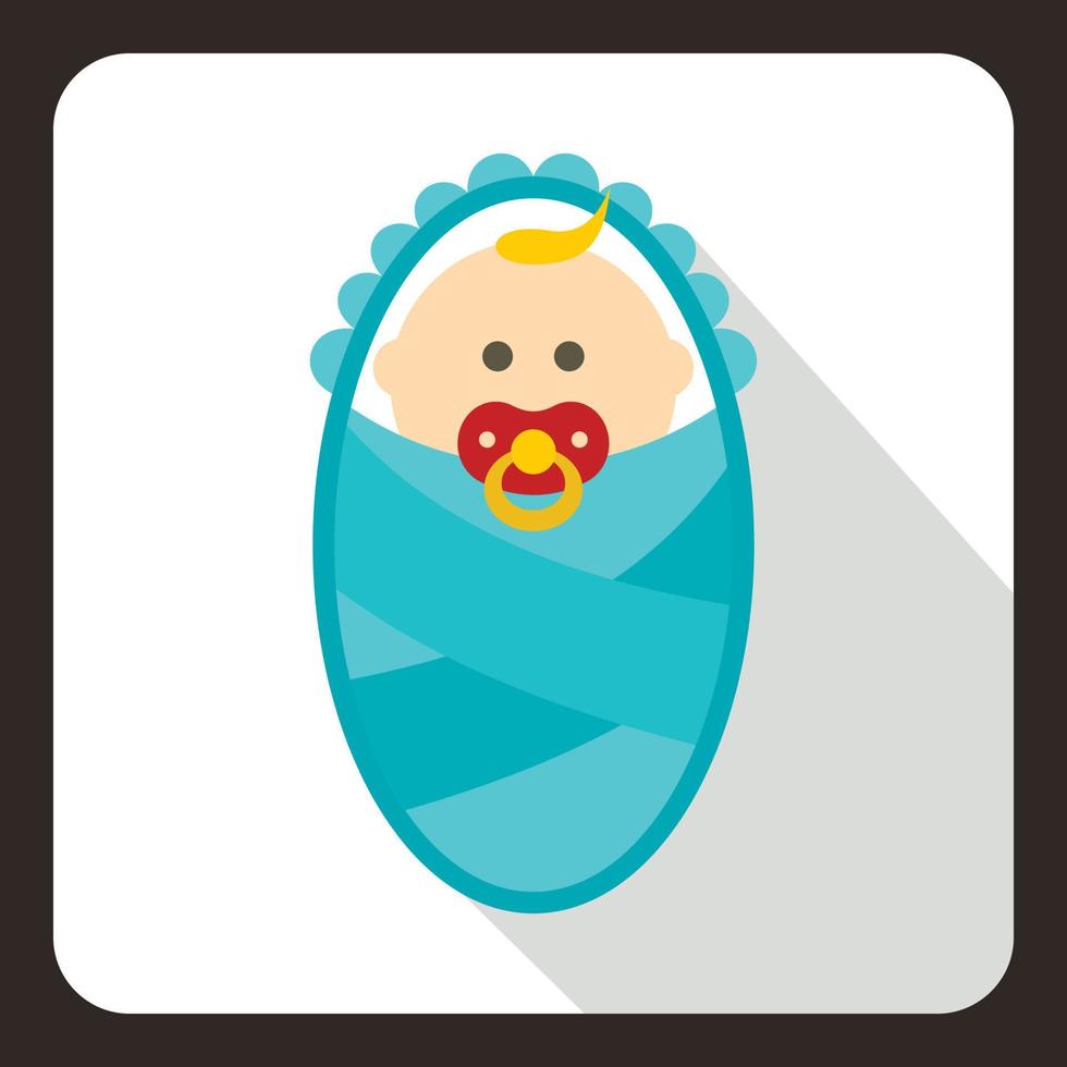 Newborn baby icon, flat style vector