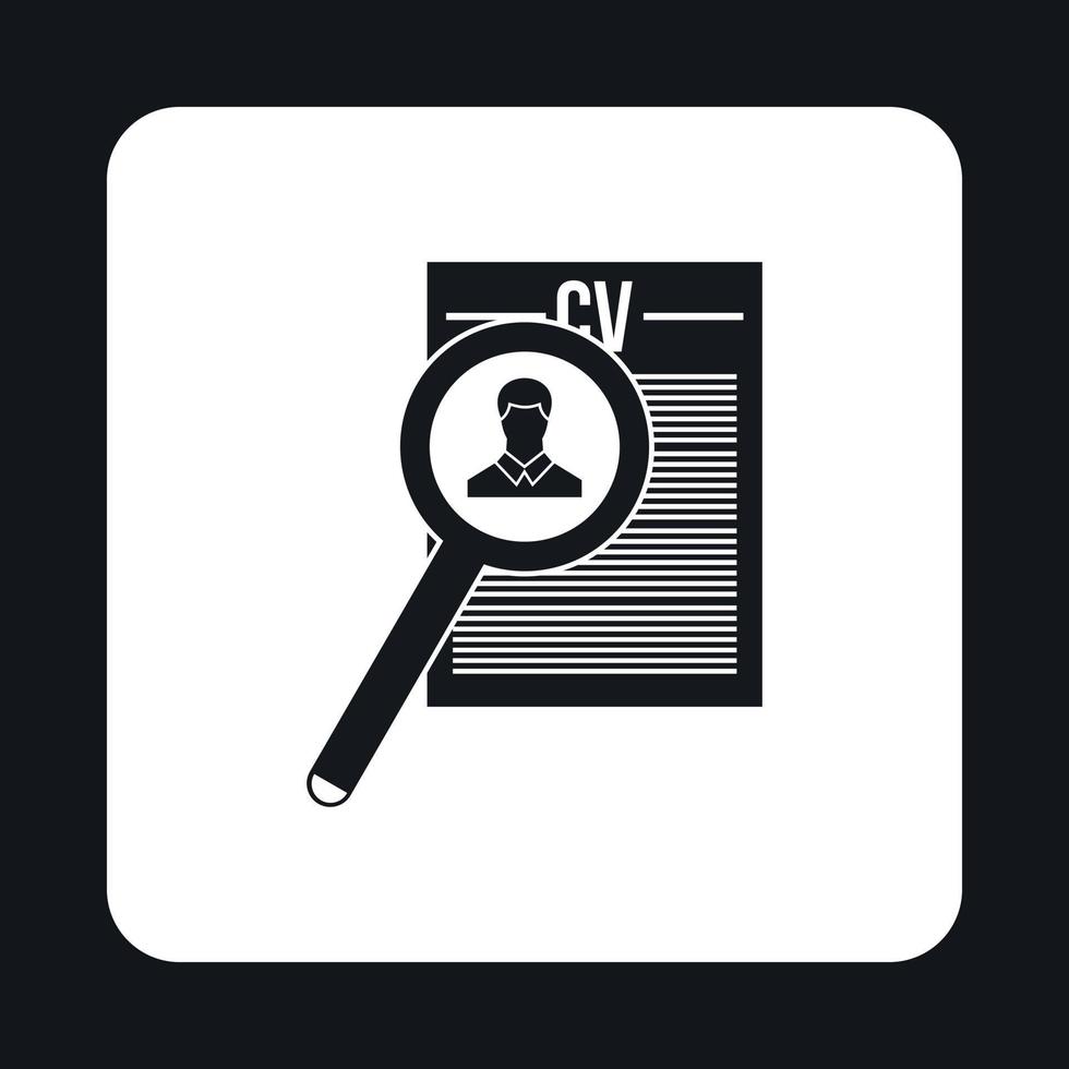Magnifying glass over curriculum vita icon vector