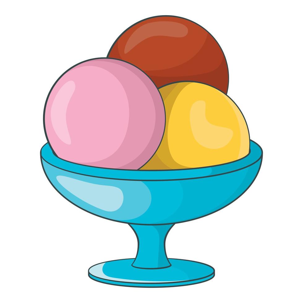 Ice cream balls icon, cartoon style vector
