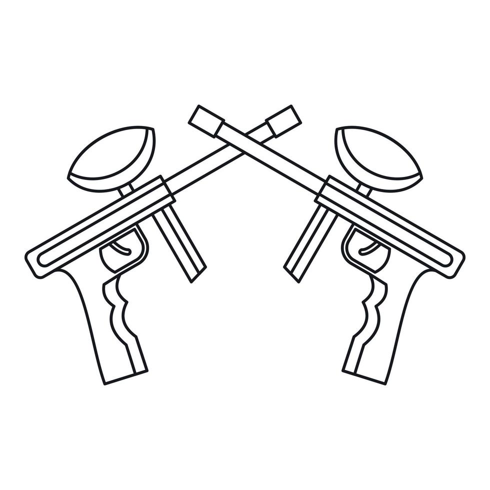Paintball guns icon, outline style vector