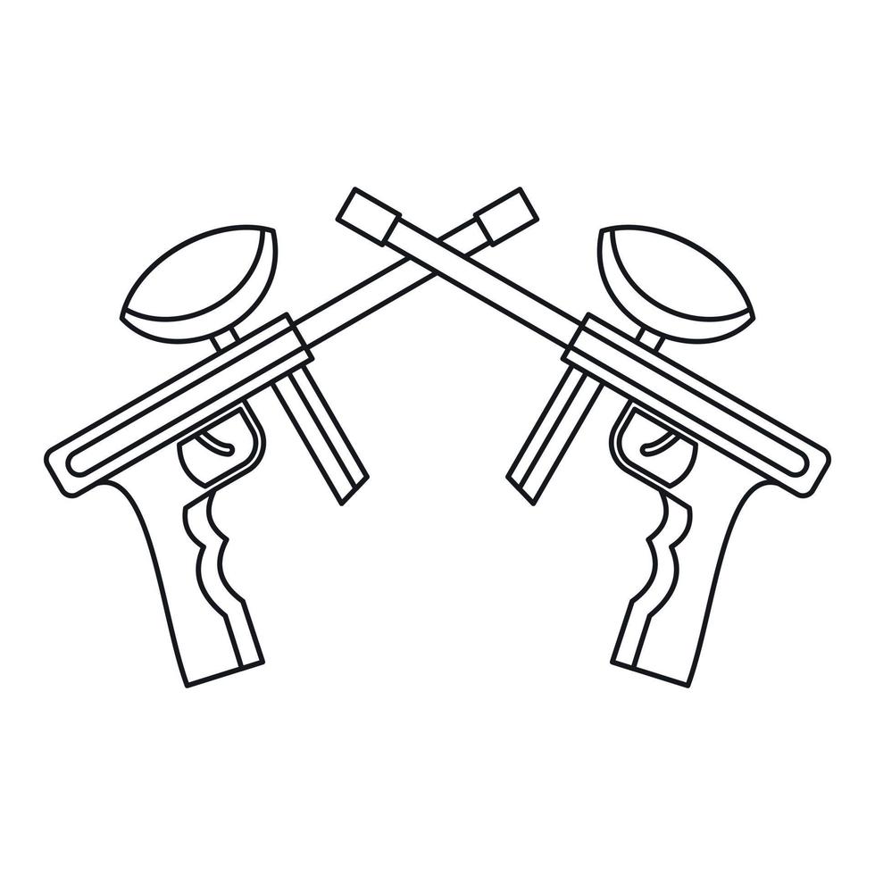 Paintball guns icon, outline style vector