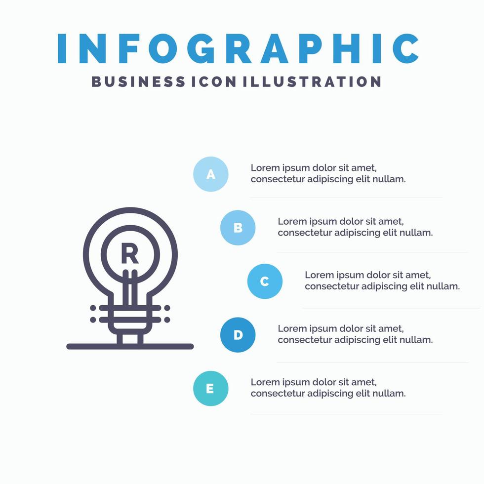 Brand Concept Genuine Idea Logo Line icon with 5 steps presentation infographics Background vector