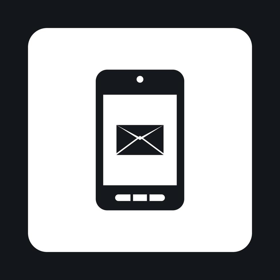 Writing e-mail on phone icon, simple style vector