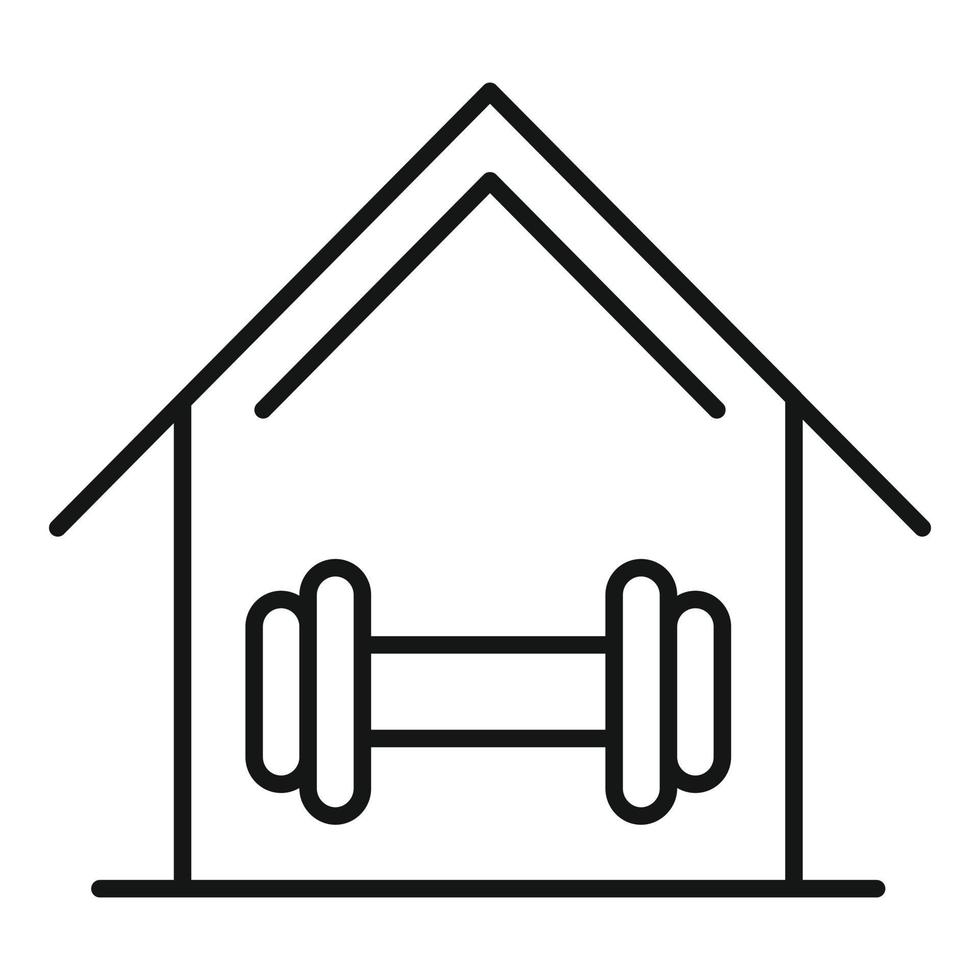 icono de mancuerna de metal de entrenamiento en casa, estilo de esquema vector