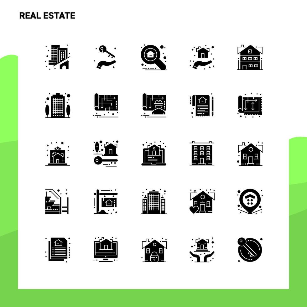 25 Real Estate Icon set Solid Glyph Icon Vector Illustration Template For Web and Mobile Ideas for business company