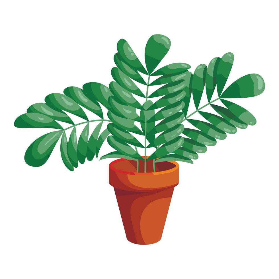 Plant in ceramic pot icon, cartoon style vector