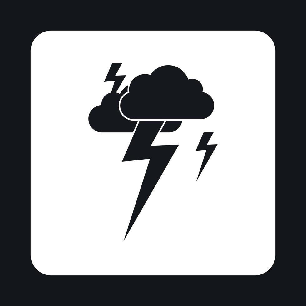 Clouds and lightning icon, simple style vector