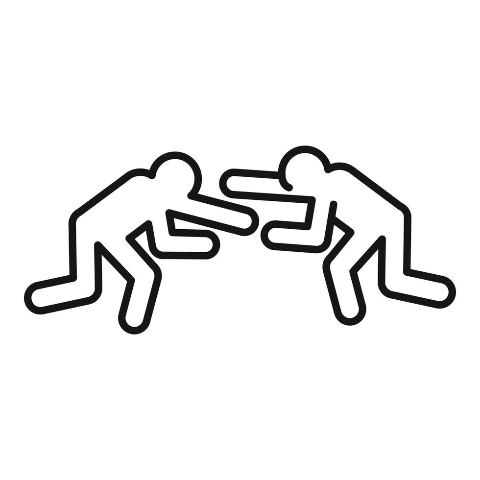 Greco-roman wrestling fight icon, outline style vector